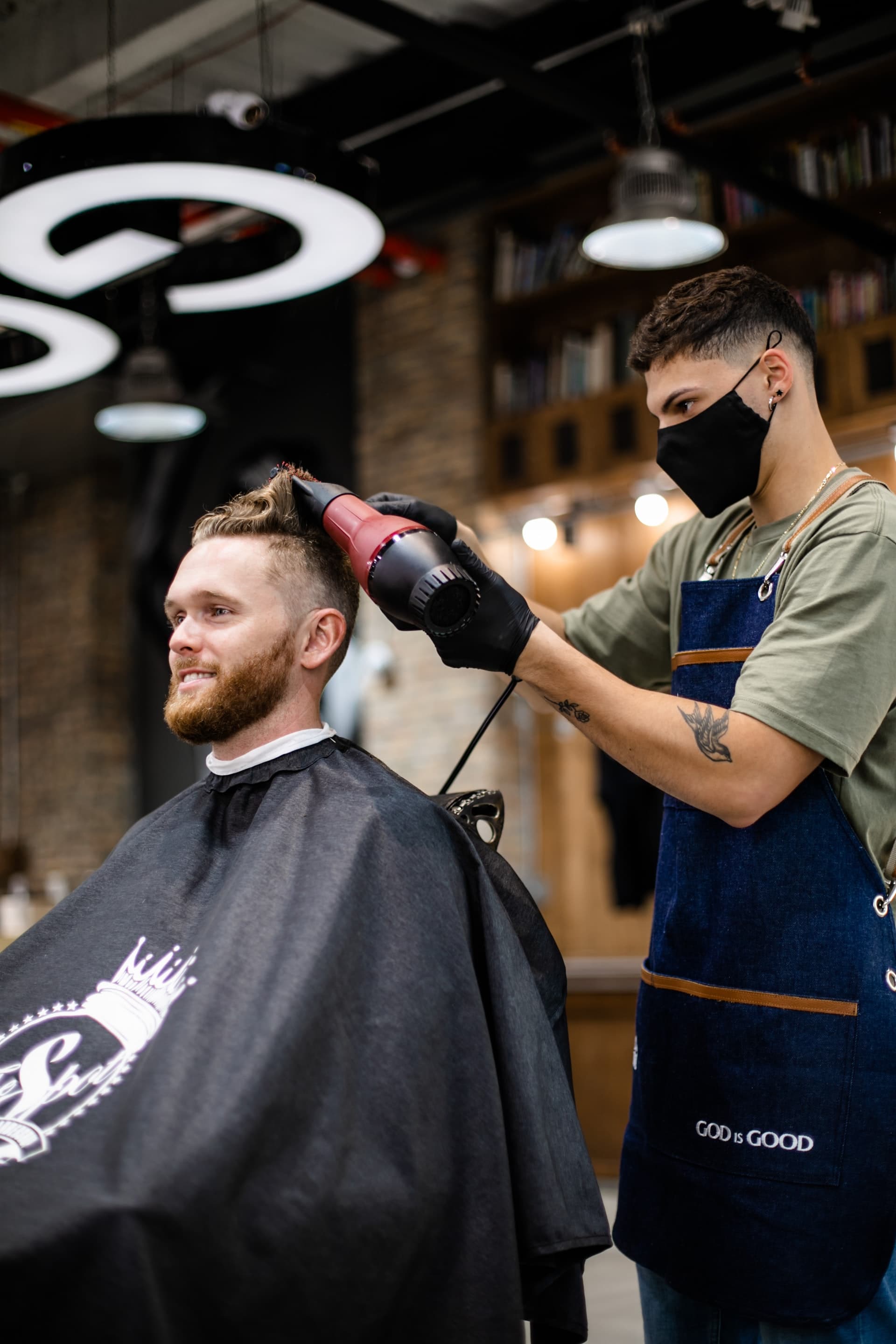 barber hairdrying